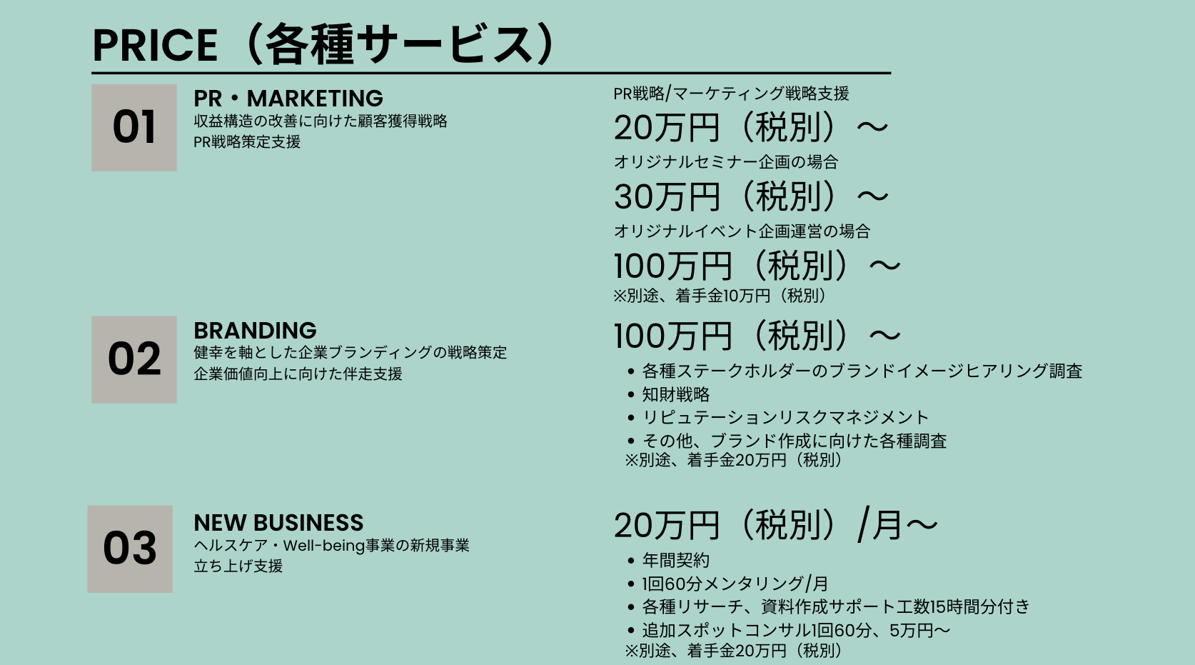 各種サービス料金